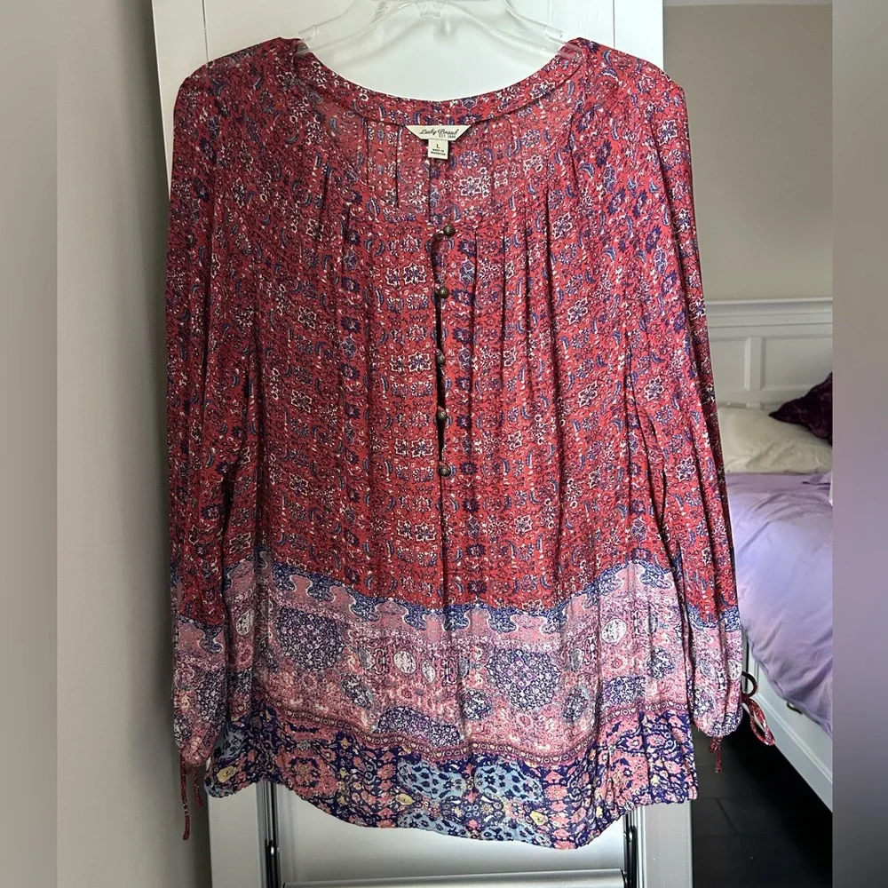 Boho Tapestry Print Peasant Blouse - Picture 11 of 11